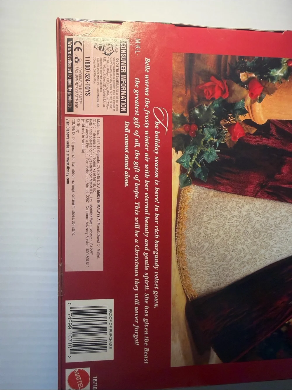 Disney Beauty and the Beast Belle Holiday Doll - Burgundy, Gold & Pink